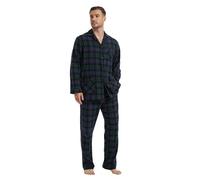 kolipajam Ensemble de Pyjama d'hiver en Flanelle 100% Coton Teint en Fil avec Poches et Cordon de Serrage à la Taille pour hommeHomme À Carreaux Bleu Foncé S
