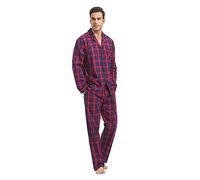 Kolipajam Ensemble de pyjama en flanelle 100% coton pour homme Fil teint cosy avec poches et cordon de taille Pyjamas d'hiver pour homme, écossais rouge, XXL