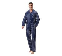 Kolipajam Ensemble de pyjama en flanelle 100% coton pour homme teint au fil Confortable avec poches et cordon de serrage pour l'hiver, M