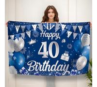 Koliphy Bannière de 40e anniversaire, Bannière Joyeux 40e anniversaire Toile de fond Décorations Tenues à la main Extra Large Décor d'arrière-plan de fête d'anniversaire Panneau Poster pour Hommes et