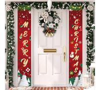 Koliphy Décoration de Noël, Banderole Porte pour Intérieur et Extérieur, Décorations de Fête, Tissu Épais 180 x 30 cm