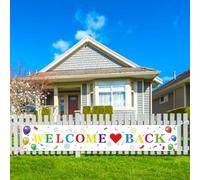 Koliphy Decoration Welcome Back, Banderole Welcome Back, Banderole Bienvenue pour les Célébrations de Famille, Saison Scolaire, Fête de Famille, 180 x 30cm, Blanc