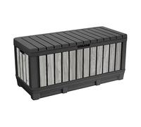 Koll Living Boîte de rangement pour jardin Kentwood 350 litres en aspect bois gris tempête | Boîte de rangement avec fonction assise pour les coussins de siège, les outils de jardin ou les jouets pour