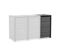 Koll Living Cache-poubelle Hide Away | 240 litres (extension) | flexible et extensible | cadre en acier | avec vérins à gaz | anthracite | aspect bois naturel | résistant aux intempéries et sans