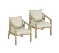 Koll Living Ensemble de salon Amber - Salon d'extérieur avec canapé de jardin, fauteuils de jardin et table - Acier aspect bois - Sans entretien, résistant aux UV et aux intempéries (2 fauteuils de