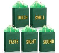 Kolldenn Lot de 10 sacs cadeaux en papier de soie avec poignées pour lui et elle - Cadeaux cinq sens pour la Saint-Valentin, Noël, un anniversaire, un mariage (vert, 21 x 11 x 27 cm)