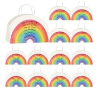 Kolldenn Lot de 12 sacs cadeaux de fin d'année pour étudiants, sacs à friandises en papier arc-en-ciel inspirants pour école primaire, cadeau d'école du dimanche, prix de salle de classe
