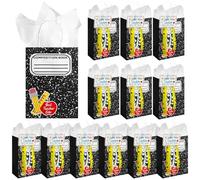 Kolldenn Lot de 24 sacs cadeaux de reconnaissance des enseignants en vrac pour la rentrée scolaire avec carte de soie, ruban en papier, ligne pour carnet de notes, cadeaux de premier jour d'école