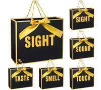 Kolldenn Lot de 5 sacs cadeaux avec nœud en ruban et 5 sens - Sacs cadeaux pour anniversaire, mariage, Saint-Valentin, remise de diplôme (noir)