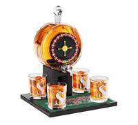 Kollea Ensemble de carafes à whisky roulette, 1,726,5 g, style casino, avec 4 verres à dollar, cadeau d'anniversaire pour homme, papa, lui, distributeur d'alcool pour anniversaire, bar, soirée poker