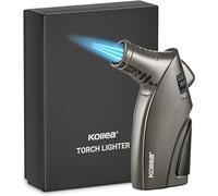 Kollea Jet Flamme Briquet Tempete, 3 Turbo Allume Tempete Chalumeau Gaz Butane Rechargeables avec Poinçon et Verrouillage de Sécurité, Coupe-Vent Briquet Tempete pour Homme (Butane Non Inclus)