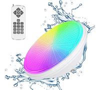 KOLLNIUN Lampes de piscine LED PAR56 - Éclairage sous-marin RGBW - Étanche IP68 - Plat - 54 W 12 V AC/DC - Intensité variable avec télécommande - Éclairage de piscine plat