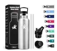 KollyKolla Bouteille d'eau en Acier Inoxydable 500ml, Gourde Enfant avec en Paille, Bouteille Isotherme Double Paroi, sans BPA, Anti Fuite et Réutilisable, Gourde pour Enfant, Adulte, l'école