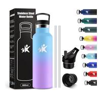 KollyKolla Bouteille d'eau en Acier Inoxydable 500ml, Gourde Enfant avec en Paille, Bouteille Isotherme Double Paroi, sans BPA, Anti Fuite et Réutilisable, Gourde pour Enfant, Adulte, l'école
