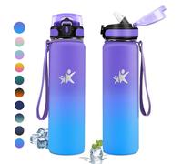 KollyKolla Bouteille Isotherme 1L, Gourde avec Paille, Gourde Inox, Anti-Fuite, Gourde Acier inoxydable pour Adultes, Voyage, École, Cyclisme