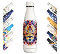 KollyKolla Bouteille Isotherme 500ml, Gourde Personnalisée, Isolant sous Vide à Double Paroi, Bouteilles sans BPA, Etanche, Gourde Inox pour Camping, Enfant, Fille, Travail, Voyage, Randonnée