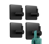 KollyKolla Crochet Adhesif Mural Noir 4 Pièces, Porte Manteau Mural sans Percage, Crochet Adhesif Salle de Bains, Etanche Crochets Adhesifs Muraux, Autocollant pour Toilettes, Cuisine, Bureau