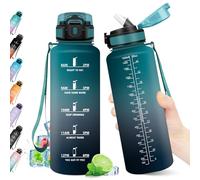 KollyKolla Gourde 1.5L, Bouteille avec Paille et Marqueur de Temps, Gourde Motivation, Étanche, Bouteille Sport pour l'école, Sport, Bureau, Randonnée