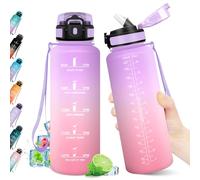 KollyKolla Gourde 1.5L, Bouteille Sport, Gourde Motivation avec Marqueur de Temps, Bouteille d'eau Étanche, avec Paille, pour Yoga, l'école, Camping, Bureau, Fitness