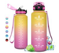 KollyKolla Gourde 1.5L, Sport Gourde Grande, Étanche et Réutilisable, Bouteille d'eau avec Marqueur de Temps et Paille, Gourde Graduée pour 1 Journee, Adulte, Gym, l'école, Voyage, Camping, Randonnée