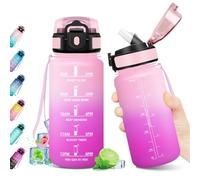 KollyKolla Gourde 500ml, avec Paille, Bouteille, Gourde Motivation avec Marqueur de Temps, Bouteille d'eau Étanche, pour Yoga, l'école, Camping, Bureau, Fitness