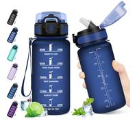 KollyKolla Gourde 500ml, Bouteille d'eau Enfant, Gourde Paille, Étanche & Réutilisable, Gourdes Sport avec Marqueur de Temps, Bouteille Motivation pour Enfant, Cyclisme, Bureau, Camping, l'école