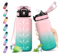 KollyKolla Gourde 500ml, Bouteille d'eau Enfant, Gourde Paille, Étanche & Réutilisable, Sport avec Marqueur de Temps, Motivation pour Enfant, Cyclisme, Bureau, Camping, l'école