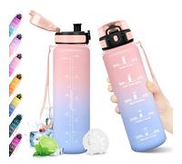 KollyKolla Gourde 500ml, Bouteille Motivation Étanche, Bouteille avec Filtre sans BPA, Gourde Sport avec Marqueur de Temps, Réutilisable pour Enfant, l'école, Sport, Bureau, Yoga, Camping