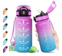 KollyKolla Gourde 500ml, Gourde Motivation, avec Paille et Marqueur de Temps, Bouteille, Gourde Sport Étanche, Bouteille Sport pour l'école, Sport, Bureau, Randonnée