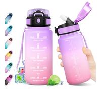 KollyKolla Gourde Enfant 500ml, Gourde Motivation, avec Paille sans BPA, Gourde Sport avec Marqueur de Temps, Bouteille d'eau Étanche, Réutilisable pour l'école, Sport, Bureau, Yoga, Camping