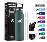 KollyKolla Gourde Inox 750ml, Gourde avec en Paille, Isolation À Double Paroi Sous Vide, sans BPA, Anti Fuite et Réutilisable, Bouteille Isotherme pour Bureau, Camping, Travail, Voyage, Randonnée