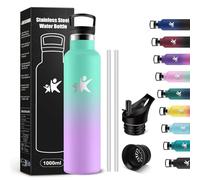 KollyKolla Gourde Isotherme 1L, Bouteille Isotherme Acier Inoxydable, Bouteille d'eau Étanche, sans BPA, Gourde Inox avec Paille, Réutilisable, Gourde pour Fitness, Randonnée, Camping, Cyclisme