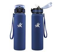 KollyKolla Gourde Isotherme 1L, Bouteille Isotherme Double Paroi, Gourde aver Paille, Étanche et Réutilisable, sans BPA, Bouteille Isotherme pour Cyclisme, Adulte, l'école, Randonnée, l'école