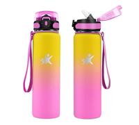 KollyKolla Gourde Isotherme 1L, Bouteille Isotherme en Acier Inoxydable, Bouteille d'eau sans BPA, Anti-Fuite, Gourde Inox avec Paille, Réutilisable, Gourde Sport pour Enfant, Adultes, Cyclisme