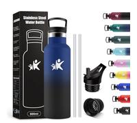 KollyKolla Gourde Isotherme 500ml, Bouteille Isotherme avec Paille, Double Paroi Isolante, Anti Fuite, Bouteille Reutilisable, sans BPA, pour Enfant, Adulte, l'école, Travail, Voyage, Jogging