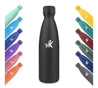 KollyKolla Gourde Isotherme, 500ml, Gourde Inox sans BPA, Bouteille d'eau Reutilisable, Isolation Double Paroi, Bouteille Isotherme Acier Inoxydable, pour Enfant, Adulte, Sport, École - Noir