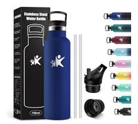 KollyKolla Gourde Isotherme 750ml, Bouteille Isotherme en Acier Inoxydable, Bouteille d'eau sans BPA, Gourde Inox avec Paille, Gourde Reutilisable pour l'École, Bureau, Extérieur, Camping, Yoga