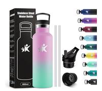 KollyKolla Gourde Isotherme Enfant 500ml, Bouteille d'eau Acier Inoxydable, Étanche et Réutilisable, sans BPA, Gourdes avec Paille, Bouteille d'eau pour Voyage, l'école, Cyclisme, Bureau, Camping