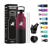 KollyKolla Gourde Isotherme Enfant 500ml, Bouteille d'eau Acier Inoxydable, Étanche et Réutilisable, sans BPA, Gourdes avec Paille, Bouteille d'eau pour Voyage, l'école, Cyclisme, Bureau, Camping