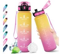 KollyKolla Gourde Sport 1L, Gourde Gym sans BPA, Étanche et Réutilisable, Bouteille d'eau avec Marqueur de Temps et Filtre, Gourdes pour Enfant, Adulte, Garçon, Fille, l'école, Camping