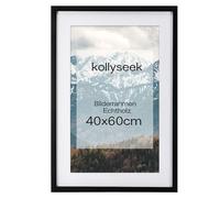 kollyseek cadre photo 40x60cm en bois massif noir avec Passepartout cadre en pin avec point de rupture verre acrylique cadre photo en pin noir Zimmer Deko