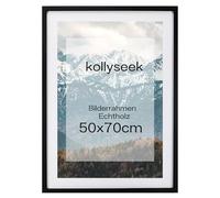 kollyseek cadre photo 50x70cm en bois massif noir avec Passepartout cadre en pin avec point de rupture verre acrylique cadre photo en pin noir Zimmer Deko
