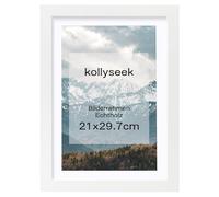 kollyseek cadre photo Din A4 blanc bois massif avec Passepartout pin cadre photo avec point de rupture verre acrylique pin cadre photo blanc