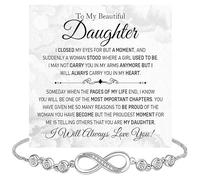 KOLMALK Bracelet « To My Daughter » en forme de cœur infini de la part de maman et de papa, bracelet cadeau pour mère et fille avec carte de message et boîte, cadeaux de Noël pour fille, Heart Symbol