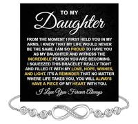 KOLMALK Bracelet « To My Daughter » en forme de cœur infini de la part de maman et de papa, bracelet pour mère et fille, cadeau avec carte à message et boîte, idée cadeau de Noël pour fille, Infilnity