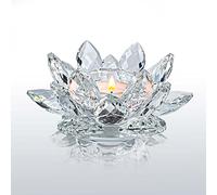 Kolnlala Photophore en Cristal en Forme de Fleur de Lotus en Verre pour décoration de Noël, Maison, fête de Mariage (1 pièce)