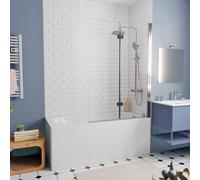 KOLO by Geberit - 160x70 cm Ensemble baignoire Opal Plus universelle +Pare baignoire pliable, 2 volets chrome + pieds (XWP1260000-SETP2)