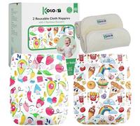 Kolo Lot de 2 couches lavables réutilisables pour bébés et enfants + 2 inserts absorbants en bambou | Taille réglable, unisexe, 100 % écologique | Fantaisie HappyFood