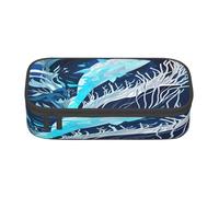 KoloQren Trousse à crayons grande capacité avec fermeture éclair - Motif baleine - Bleu foncé