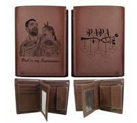KOLOWKO Portefeuille Homme Personnalisé avec Photo et Gravure - Portefeuille Trifold en Cuir pour Cadeau Fête des Pères, Papa, Mari, Petit ami